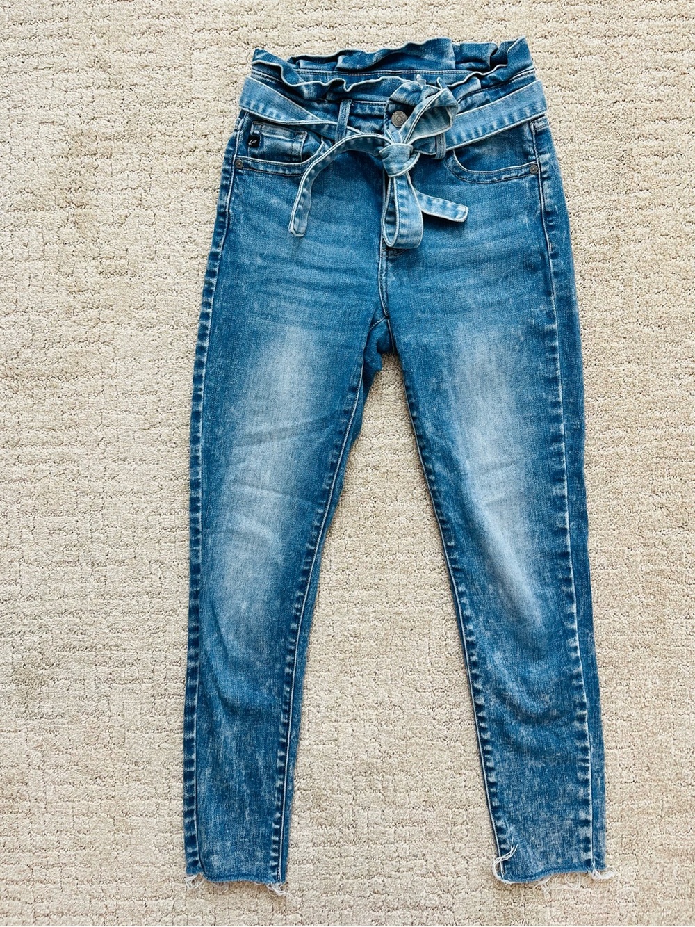 KanCan Blue Paperbag Waist Tie Skinny Jeans
